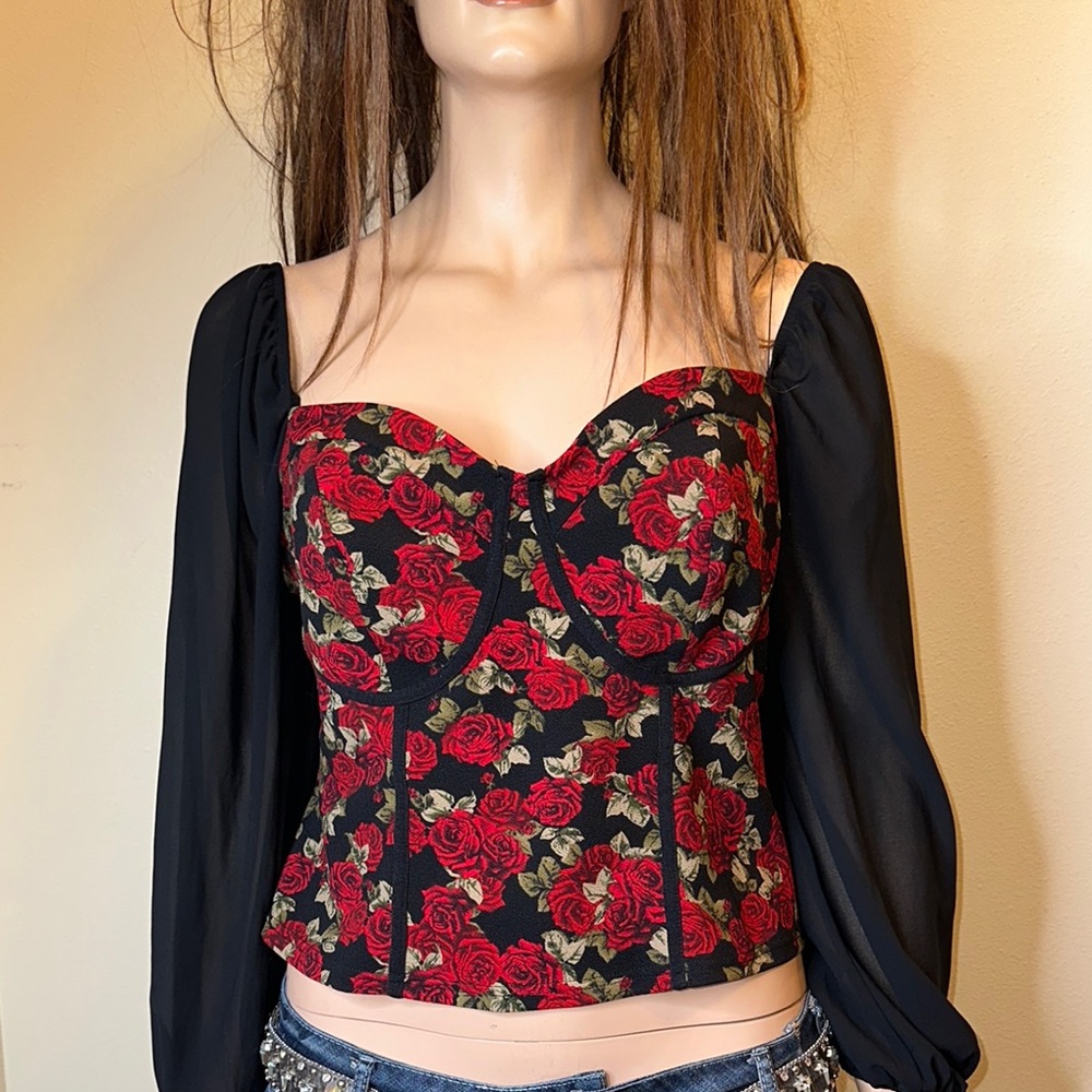 Shein Floral Black and Red corset